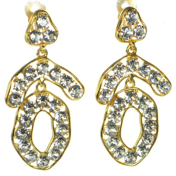 Kenneth Jay Lane KJL Crystal Drop Clip Earrings - Picture 1 of 9